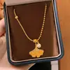 Colar de Pérolas com Pingente de Ginkgo de Cristal Degradê, Acessórios para Mulheres, Corrente de Suéter de Nicho de Luxo Leve, Joias de Verão de Alta Qualidade