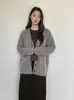 Suéter Holgado de Lana Mezclada con Cuello en V, Casual y Elegante, Cardigan 2025, Otoño e Invierno, Nuevo, Abotonado, Ropa Exterior Gruesa 25940