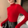 Suéter de Cachemira de Cuello Alto Medio para Otoño e Invierno, Listo para Usar, Suéter Pulóver para Mujer, Cómodo, Corto, Tejido de Lana, Prenda Base Sin Costuras