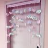 Cortina de porta fofa de cachorro branco roxo estrela em pó laço amor desenho animado cortina pendurada cortina sem perfuração decoração de cortina de quarto