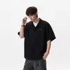 Camisas de Manga Corta de Diseño Estilo Americano para Hombres y Mujeres, Camisas Casuales de Verano Cleanfit, Cárdigans, Camisas Sueltas para Parejas con Mangas Tres Cuartos