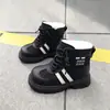 32-37 Nuevo Invierno Dos Capas Algodón Felpa Corta Zapatos para Niños Estilo Coreano Botas de Cuero para Niñas Botines para Niños Botas Martin de Media Pantorrilla