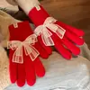Personalización de Pedidos PequeñosGuantes de Invierno sin Dedos con Alto Valor Estético, Guantes de Lana Tejida con Lazo de Encaje para Pantalla Táctil