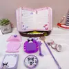 Nuevo Cuaderno de Cuero Sintético Kuromi, Peine, Espejo, Pegatinas, Papelería Divertida, Set de Papelería Estilo Dibujo Animado Lindo