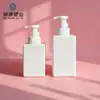 Frasco Personalizado de Mousse de Limpeza Facial Quadrado Plástico PET Cabeça de Bomba Massageadora Espumante Frasco de Espuma para Limpador Facial Desinfetante para as Mãos Reembalado
