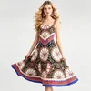 Compra em lote de comércio exterior de vestido camisola estampado com padrão barroco exótico de verão, vestido de comprimento médio, fonte de suprimento direto