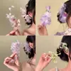 Atmósfera Super de Hada, Pasador de Flor Rosa Puro y Deseable, Accesorio para el Cabello con Borla de Flor Fresca para Permanente, Nuevo Adorno para el Cabello Elegante Estilo Chino Hanfu