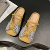Sapatos Mary Jane com Laço de Strass Estilo Francês para Mulheres, Novo Modelo Primavera 2026, Deslumbrantes Sapatos de Ballet, Delicados Chinelos de Festa