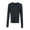 483005-24 Verão Novo Francês Outono e Inverno Confortável Slim Fio Elástico Fivela de Ponto Tricô Casual