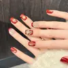 Original de Rui Ka Man [Flores Reflejando Rojo] Fuegos Artificiales de Año Nuevo Manicura Hecha a Mano con Estilo Festivo Chino Brillante