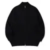 Suéter de tricô Rumeng estilo japonês retrô minimalista com gola alta e zíper para homens, outono, para casais, texturizado, solto, casual, versátil, peça externa