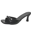 Zapatillas Francesas de Tacón Alto para Mujer 2024 Nuevo Verano para Exterior Punta Cuadrada Tacón de Aguja Slip-On Sandalias con Lazo Versátiles Elegantes
