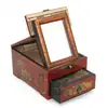 Caja de Espejo Antigua Neceser Caja Antigua de Cuero Tocador Antiguo Caja Antigua de Joyería de Madera Regalos de Boda
