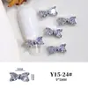 Venta al por mayor Joyería de Circonita para Manicura Pajarita Accesorios para la Punta del Dedo Lujo Ligero Oro y Plata Diamante Decoraciones de Uñas Portátiles