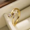 Aogu Transfronteiriço Novo Europeu e Americano INS Estilo Simples Zircon Geométrica Anel de Abertura Feminino Design Sense Niche Ring