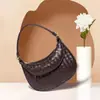 Bolso de media luna retro de moda, diseño simple, tejido a mano, para hombro, debajo del brazo, para el trabajo