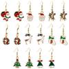 Amazon Cross-Border Ins Export Serie Navideña Pendientes Pendientes de Anciano Árbol Pendientes de Muñeco de Nieve Bastón Luna para Mujer