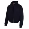 26119 High Street Estilo Americano Peso Pesado 420 Forrado Cuadros Patchwork Diseño de Cárdigan Sudadera con Capucha Holgada para Hombre