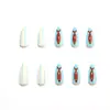 Pegatinas para uñas con temática de océano frescas: pez pequeño rojo, uñas largas a rayas azules y blancas, calcomanías de uñas lindas y removibles