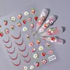 Adesivos Originais para Unhas Francesas com Flores Frescas 5D Embossados Estéreo Morango Margarida Adesivos DIY para Arte de Unhas Francesas Modelo AA