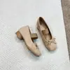 Sapatos Mary Jane de Salto Grosso com Laço Estilo Coreano para Mulheres, Novos Verão 2026 Sapatos de Salto Alto Modernos com Solado Macio Que São Confortáveis