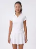 Top deportivo de manga corta con cuello polo transfronterizo para mujer, ropa de verano para tenis, yoga, corte ajustado, hombro normal, para correr, Pilates y fitness