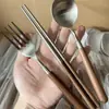 Conjunto de Talheres de Madeira Maciça Nogueira com Colher e Hashis de Aço Inoxidável 304 para Uso Doméstico com Cabo de Madeira Colher de Sopa Talher de Jantar Ocidental