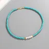 Collar Personalizado de Perlas de Agua Dulce Naturales para Mujer Diseño de Nicho Cadena para Clavícula Turquesa Bohemia Exquisito al por Mayor