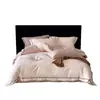 Juego de Cuatro Piezas Jacquard de Color Sólido Oscuro Estilo Retro Lujo Ligero Borde Ribeteado Exquisito Textura de Cama Doble Ropa de Cama para Dormitorio