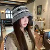 Gorro de punto con pompón, estilo Dongdaemun transfronterizo, atmosférico, jacquard retro, estilo nórdico, cálido, con copa redonda, para hombres y mujeres