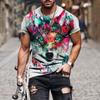 2023 AliExpress comércio exterior quente fofo filhote de cachorro fofo 3D impressão digital masculina e feminina camiseta infantil manga curta
