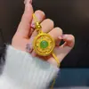 Nuevo Estilo Chino Hebilla de Seguridad de Filigrana de Diamante Brújula Calabaza Collar Giratorio Oro y Jade Lleno de Bendiciones Collar para Mujeres Venta al por Mayor