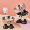 Tazón de Acero Inoxidable para Mascotas, Antideslizante, de Gran Capacidad para Perros, Tazón para Gatos con Patas Altas y Cara Sonriente, Tazón para Mascotas que Protege el Cuello, Tazón para Gatos Antivuelco