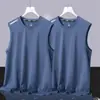 Colete de seda gelo sem mangas para fitness de verão, masculino, de secagem rápida, solto, tamanho grande, camiseta para corrida, basquete, treinamento esportivo, colete maré