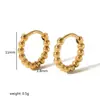 Moda retro francesa diseño simple aretes de cuentas redondas aretes de acero inoxidable de oro de 18K aretes de alto sentido para mujer al por mayor