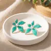 Pendientes de Flor de Cinco Pétalos con Diseño de Goteo de Aceite, Simples y Frescos, Moda y Elegancia, Pendientes de Florales de Primavera y Verano