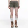 Shorts deportivos de chica caliente estilo Y2K con remaches para mujer, cintura elástica con cordón estilo americano con bolsillos laterales de remaches, shorts tipo pants casuales