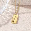 Collar Colgante Rectangular Hueco Personalizado de Acero de Titanio Transfronterizo para Hombres, Joyería de Collar Versátil de Gama Alta Europea y Americana para Mujeres