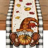 Camino de mesa de Acción de Gracias de otoño con estampado de calabaza y hoja de arce, Decoración navideña para mesa de comedor, mesa de centro y cubierta de mueble de entrada