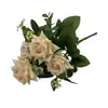 Novos Buquês de Flores de Seda Atacado com 7 Flores, Rosas Azuis e Vermelhas de Haste Única Elegantes para Arranjos Florais, Arranjos Florais de Casamento e Buquês de Mão