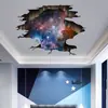 Creativos Adhesivos de Estrellas Universo Planetas Tridimensionales a Través de la Pared Adhesivos de Pared Papel Tapiz Decorativo para Sala de Estar Dormitorio