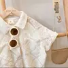 Traje de Niño Verano Nuevo Estilo Estilo Coreano Camisa Hueca de Manga Corta para Niños Pequeños y Medianos, Moda para Bebé Conjunto Holgado de Dos Piezas
