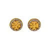 Nuevos Pendientes Minimalistas de Moda Chapados en Cobre Dorado Hechos a Mano con Microincrustaciones de Diamantes Completos Pendientes Clásicos Versátiles de Moda para Mujer