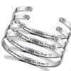 Pulseira de aço titânio nova transfronteiriça MOM PAI FILHO FILHA pulseira anel de aço inoxidável aberta em forma de C com gravação
