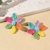 Pendientes Tejidos de Flor Hechos a Mano Estilo Bohemio Clavos de Oreja de Alta Gama para Mujeres Nicho Versátiles Elegantes Pendientes de Estilo Festivo
