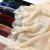 Novo lenço de pérolas com renda de cílios de borda dupla em chiffon, best-seller transfronteiriço, xale de alta qualidade, lenço de cabeça malaio para mulheres