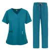 Salón de Belleza para Mujeres Centro Postparto Niñera UCI Pediátrica Color Sólido Uniforme de Trabajo Conjunto de Ropa de Enfermera Comercio Exterior