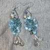Brincos Personalizados de Escamas de Peixe em Camadas Estilo Retro de Férias na Praia Verão Moda Versátil Tendência Design de Nicho