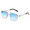 Gafas de Sol Nuevas Card Home Superficie Reversa de Metal Lente Gafas sin Marco Poligonales Moda para Hombres y Mujeres