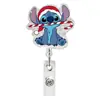 Novo porta-crachá retrátil giratório acrílico Stitch transfronteiriço com puxador fácil, pingente, presente decorativo
